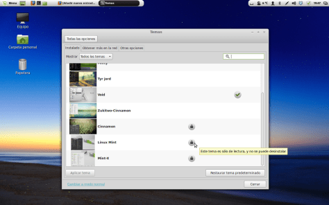 Temas disponibles de Linux Mint